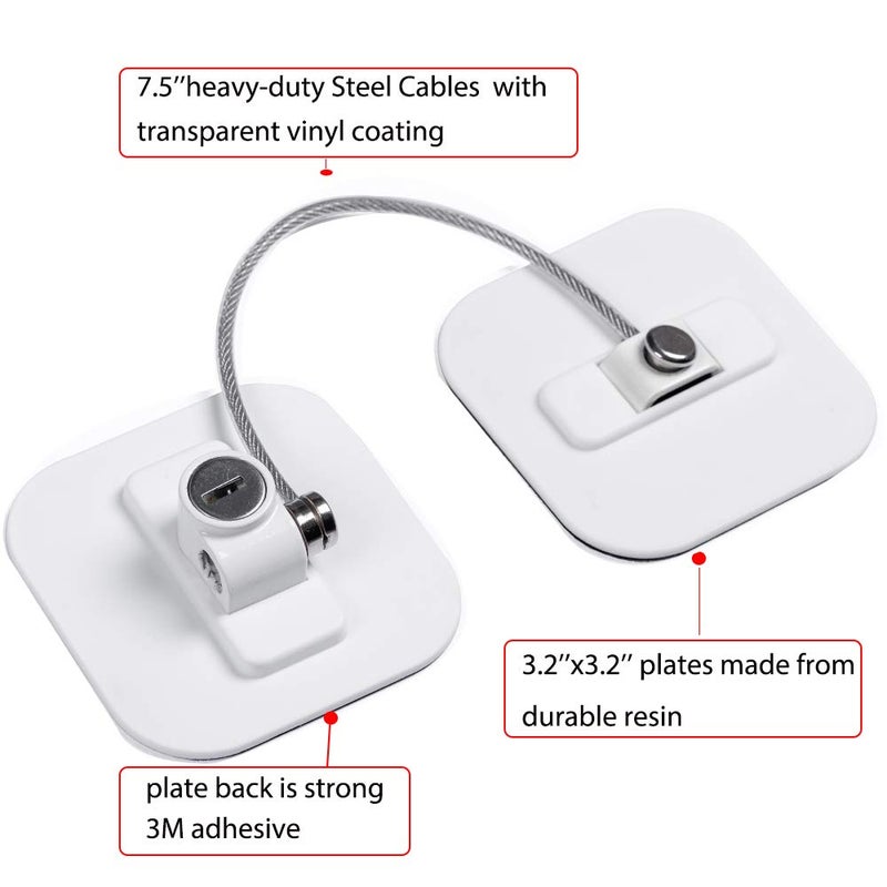 BAOWEIJD Fridge Lock,Refrigerator Locks,Freezer Lock with Key for Child Safety,Locks to Lock Fridge and Cabinets,White Fridge Lock - Image 4